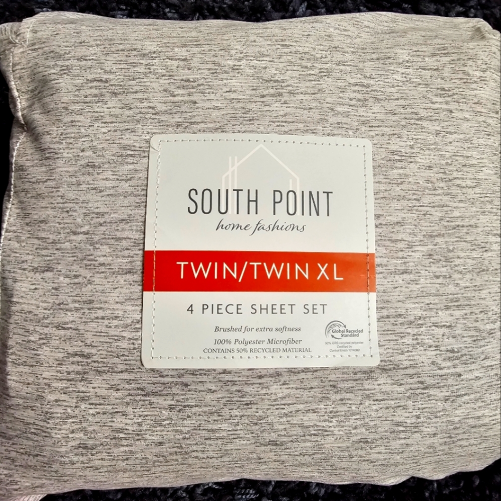 Southpoint Home Fashions Twin/TwinXL Size Sheet Set - Gray And White Microfiber